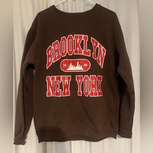 Berksha; Brooklyn, New York; Brown and Red Crewneck